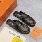 LV 26s Slippers Brown Monogram Leather 600816