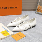 LV 6AM Flat Ballerina White Patent Leather 601539