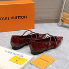 LV 6AM Flat Ballerina Burgundy Patent Leather 601540