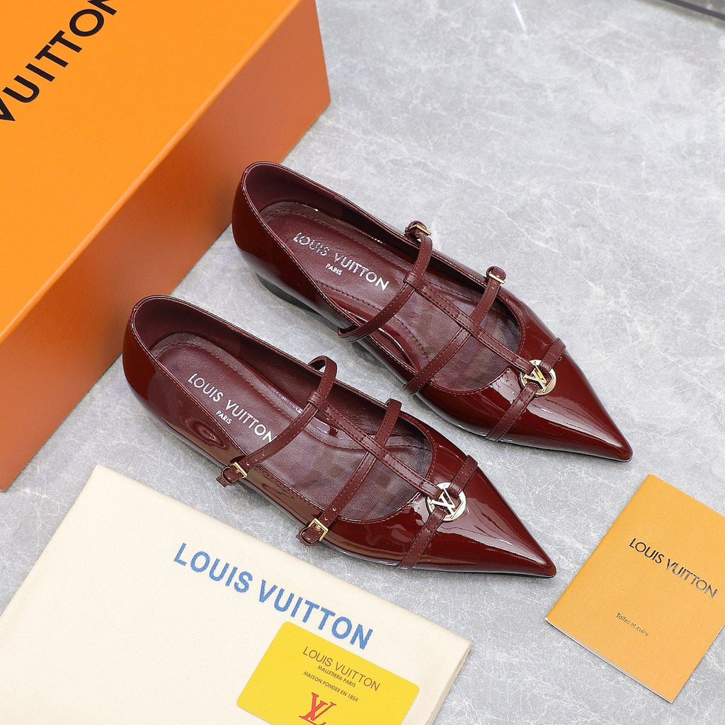 LV 6AM Flat Ballerina Burgundy Patent Leather 601540