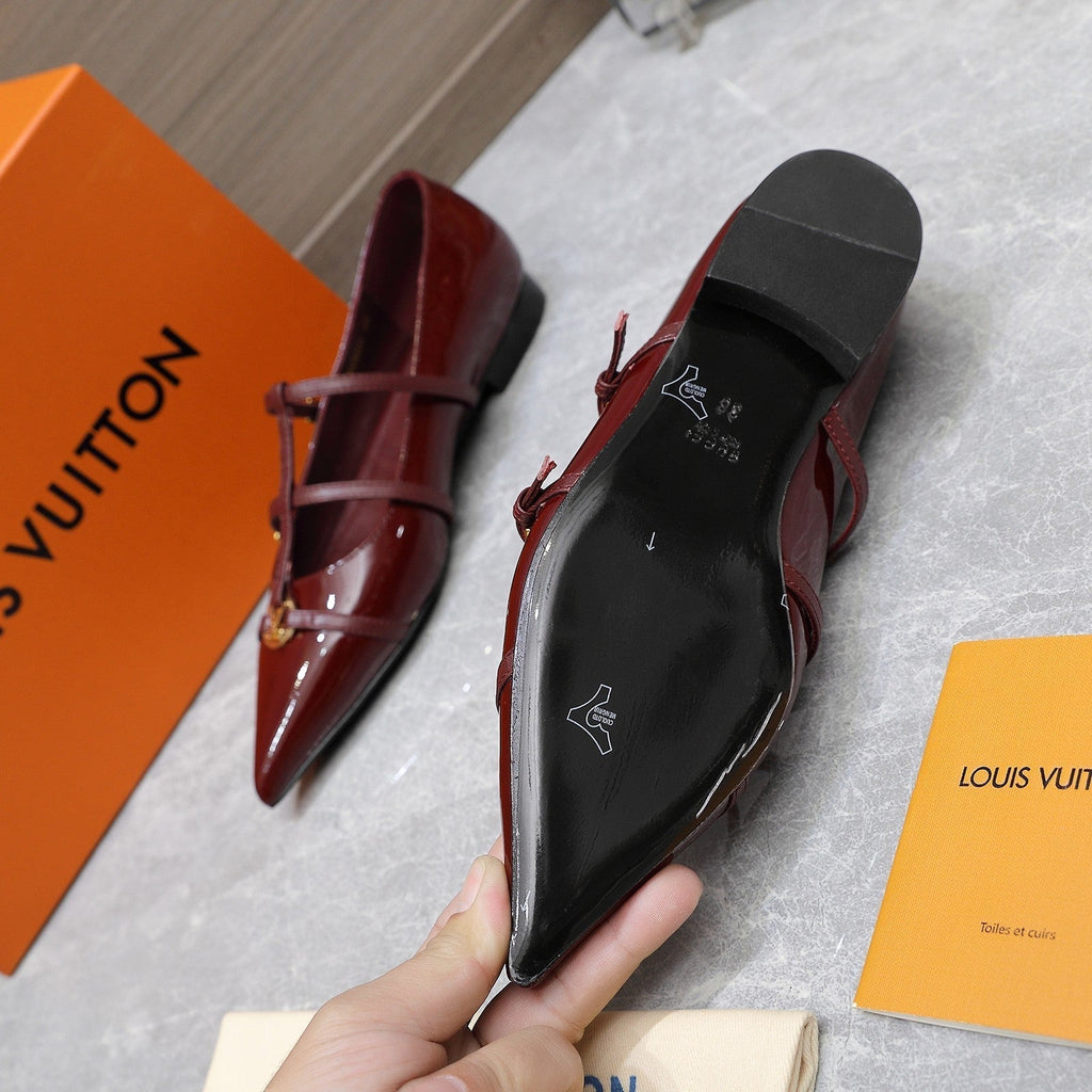 LV 6AM Flat Ballerina Burgundy Patent Leather 601540