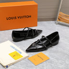 LV 6AM Flat Ballerina Black Patent Leather 601541