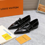 LV 6AM Flat Ballerina Black Patent Leather 601541