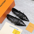 LV 6AM Flat Ballerina Black Patent Leather 601541