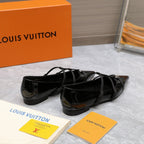 LV 6AM Flat Ballerina Black Patent Leather 601541