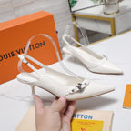 LV 6AM Slingback Pump 5cm White Sheepskin 601542