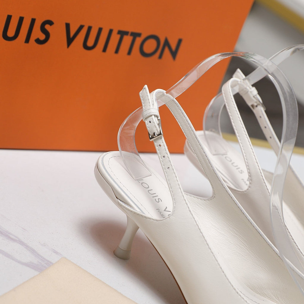 LV 6AM Slingback Pump 5cm White Sheepskin 601542