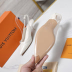 LV 6AM Slingback Pump 5cm White Sheepskin 601542