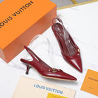 LV 6AM Slingback Pump 5cm Burgundy Sheepskin 601543