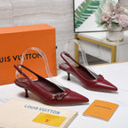 LV 6AM Slingback Pump 5cm Burgundy Sheepskin 601543