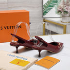 LV 6AM Slingback Pump 5cm Burgundy Sheepskin 601543