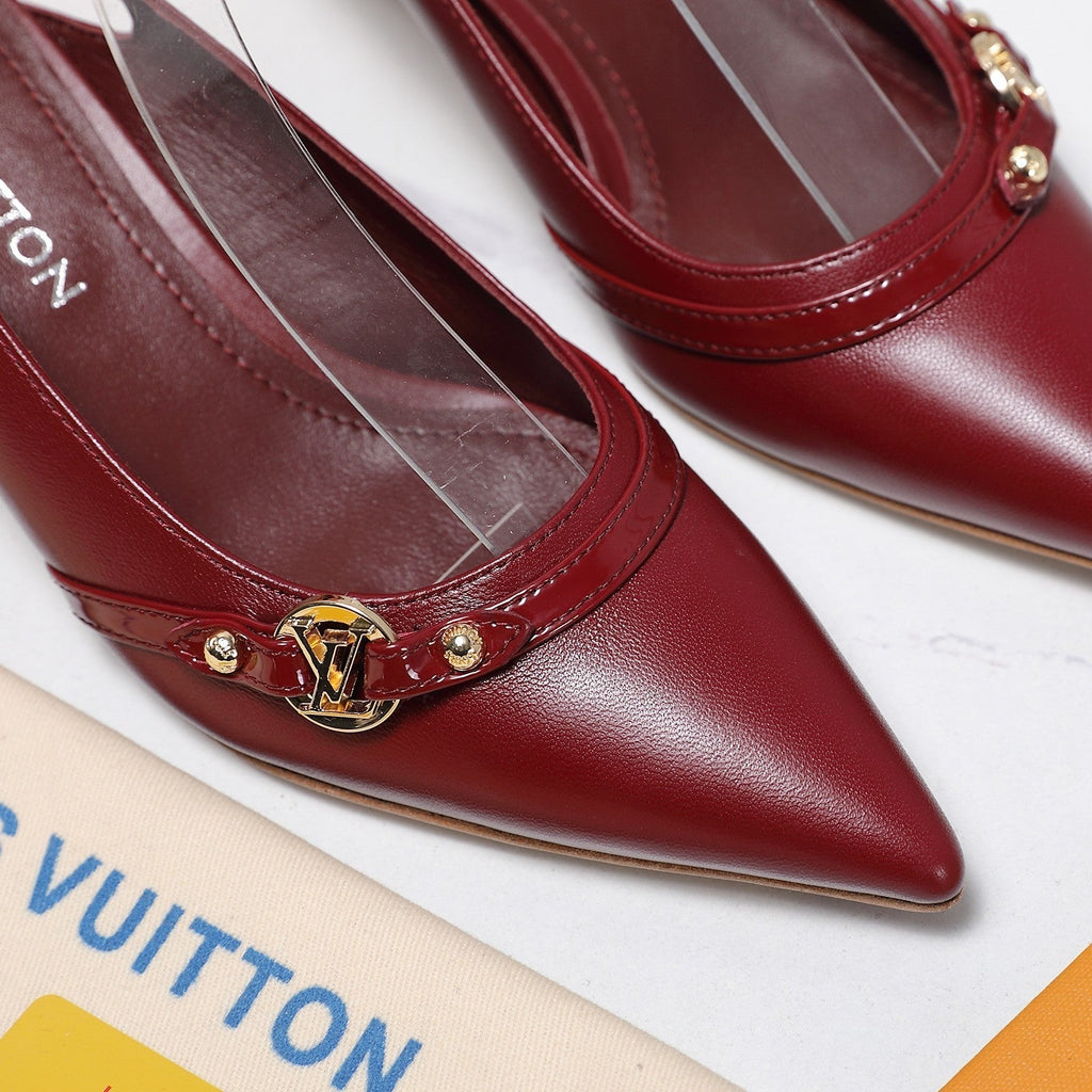 LV 6AM Slingback Pump 5cm Burgundy Sheepskin 601543