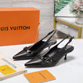 LV 6AM Slingback Pump 5cm Black Sheepskin 601544