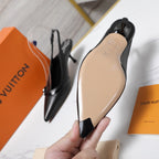 LV 6AM Slingback Pump 5cm Black Sheepskin 601544
