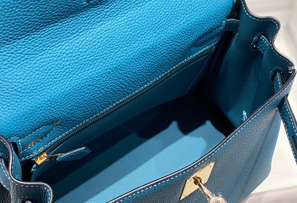 HM KELLY 28CM BLUE SKY TOGO GOLD HARDWARE