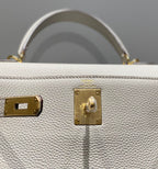 HM KELLY 28CM LIGHT GREY TOGO GOLD HARDWARE