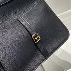HALZAN 25 HANDLE BAG IN BLACK GRAINED CALFSKIN HARD HARDWARE