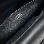 HALZAN 25 HANDLE BAG IN BLACK GRAINED CALFSKIN SILVER HARDWARE