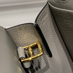 HALZAN 25 HANDLE BAG IN GREY GRAINED CALFSKIN