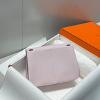 HALZAN 25 HANDLE BAG IN BABY PINK GRAINED CALFSKIN