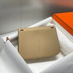 HALZAN 25 HANDLE BAG IN TAN BROWN GRAINED CALFSKIN