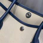 HM Garden Party 36 Beige mix Navy Blue Canvas and Negonda Calfskin 243391