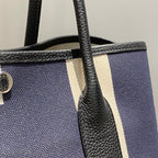 HM Garden Party 36 Bleu Indigo Canvas and Negonda Calfskin 243412