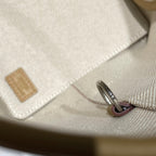 STEEPLE 28 BAG IN OFF-WHITE MIX BROWN CANVAS AND CALFSKIN