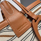 STEEPLE 28 BAG IN BEIGE CANVAS AND BROWN SWIFT LEATHER