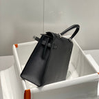 Hermes Black Epsom Leather Kelly 32 Top Handle Bag 249758