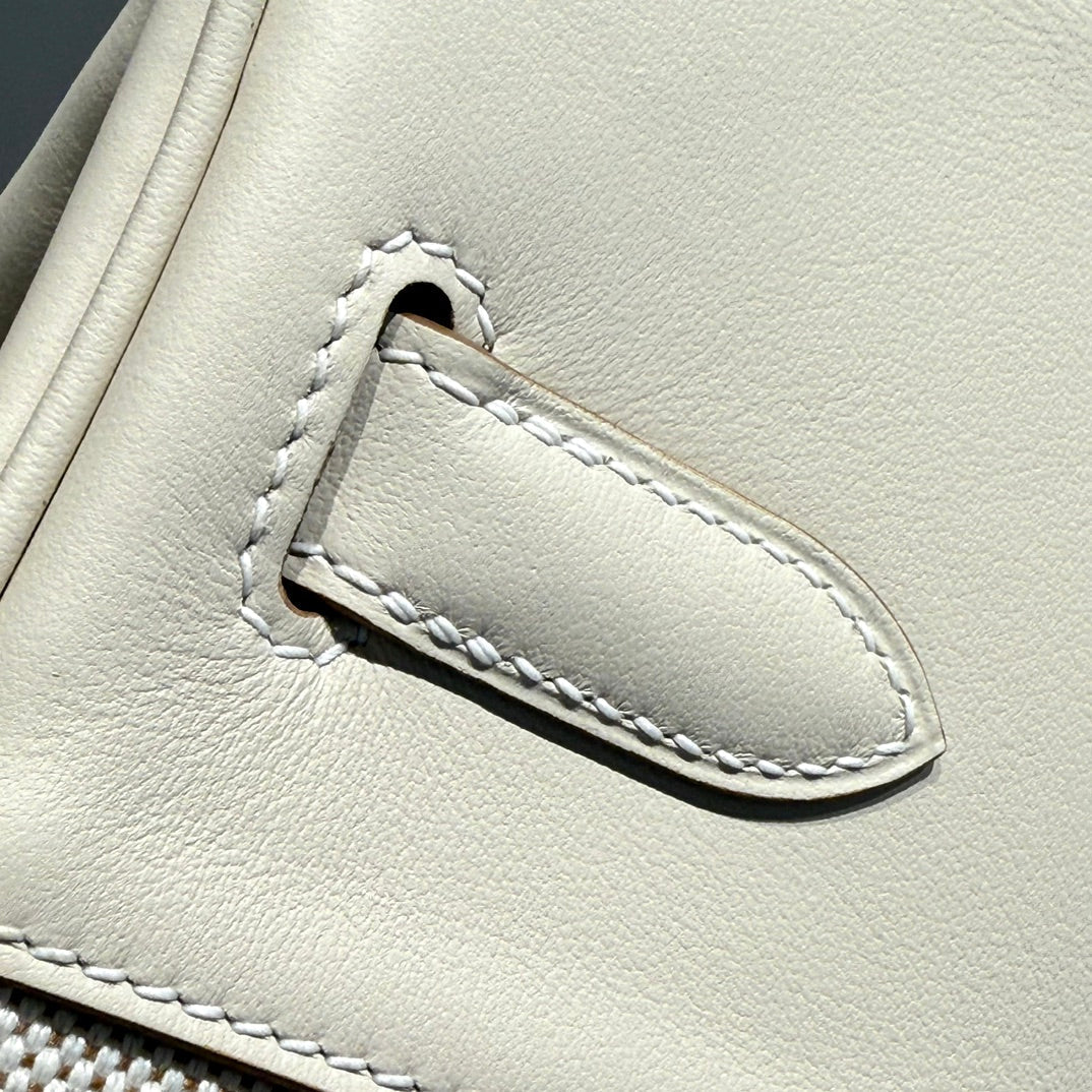 HM Birkin 35cm Milkshake White Canvas with Swift Leather Silver Hardware