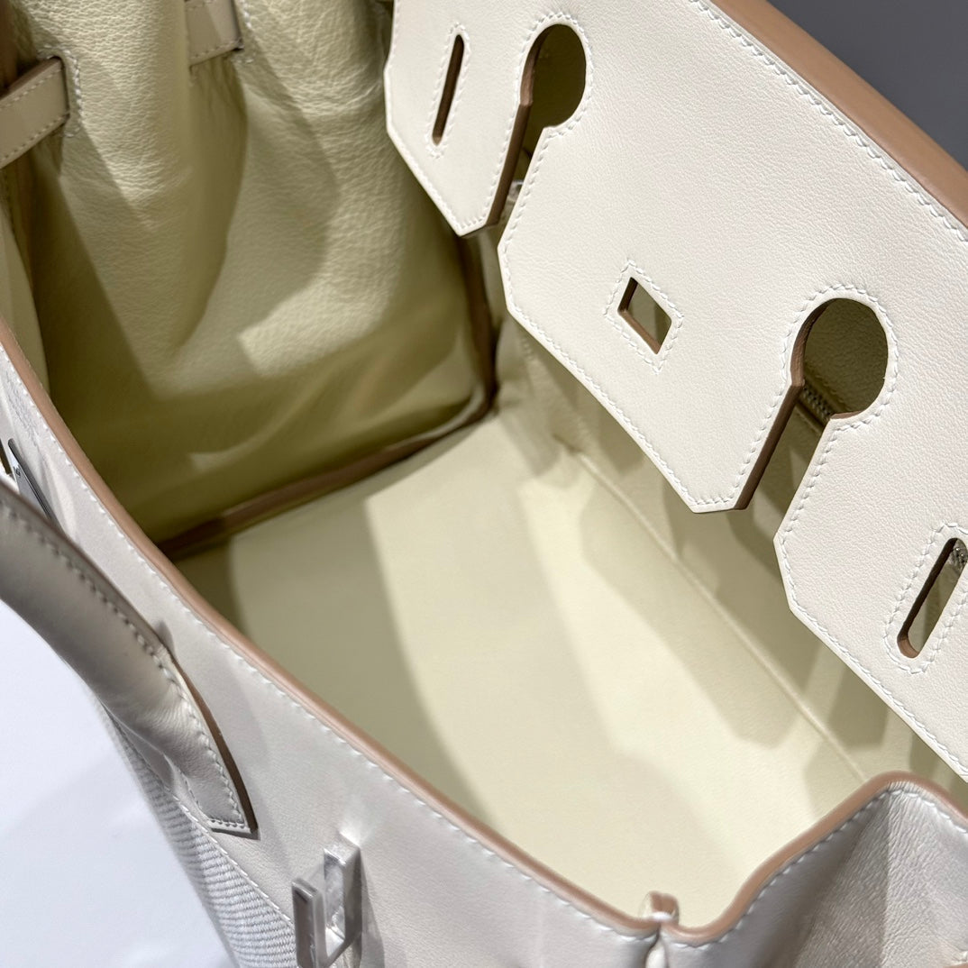 HM Birkin 35cm Milkshake White Canvas with Swift Leather Silver Hardware