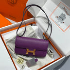 HM Constance Elan 24cm Bag Purple Epsom Leather Gold Hardware