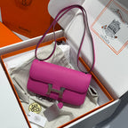HM Constance Elan 24cm Bag Rose Tyrien Epsom Leather Silver Hardware