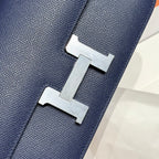 HM Constance Elan 24cm Bag Dark Blue Epsom Leather Silver Hardware