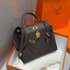 Hermes Kelly Bag Ebony Gold Epsom Leather