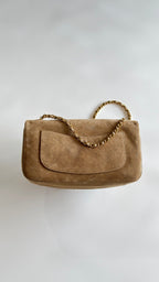 Chanel 2026 Maxi Flap Bag 32cm Beige Suede Calfskin