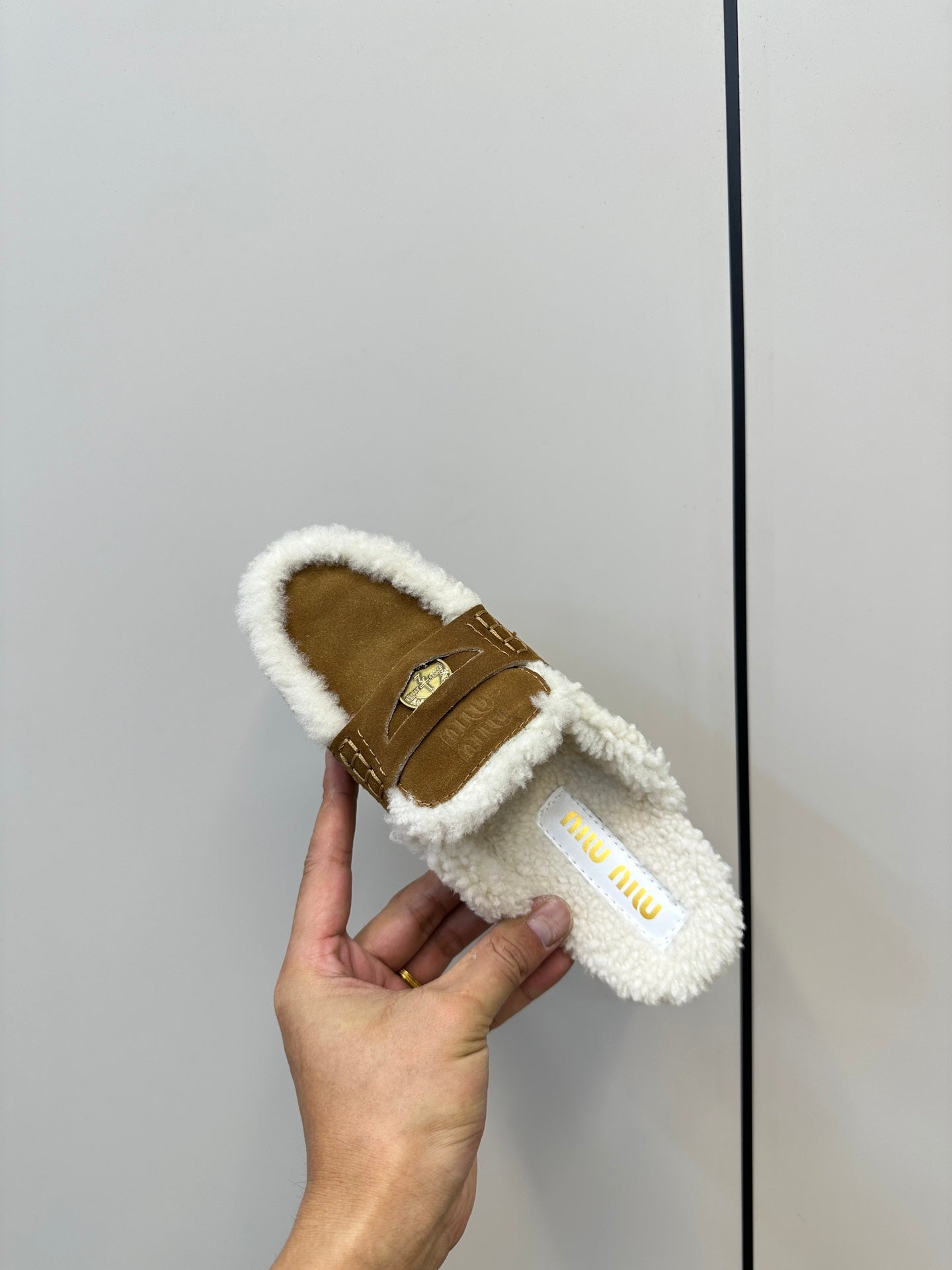 Miu Mule Half Fur   Brown Suede