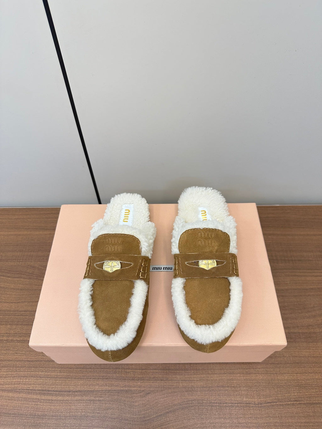 Miu Mule Half Fur   Brown Suede
