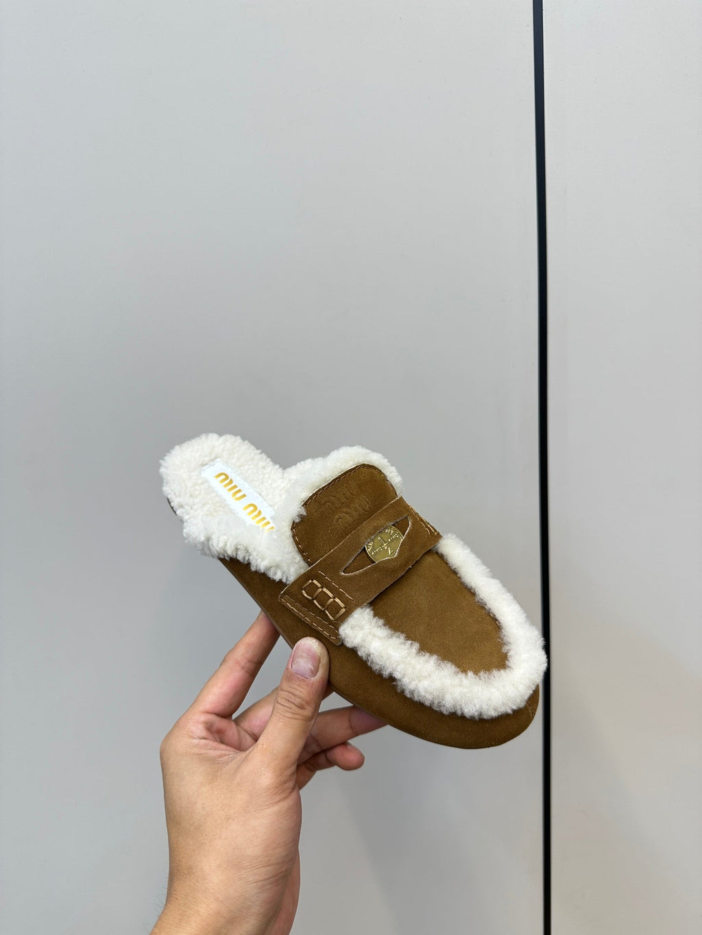 Miu Mule Half Fur   Brown Suede