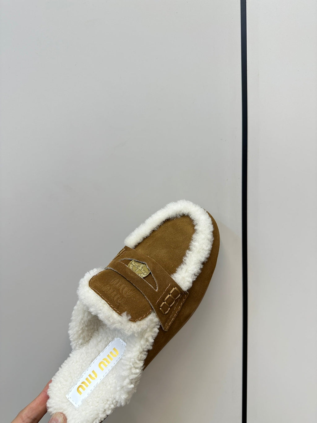 Miu Mule Half Fur   Brown Suede