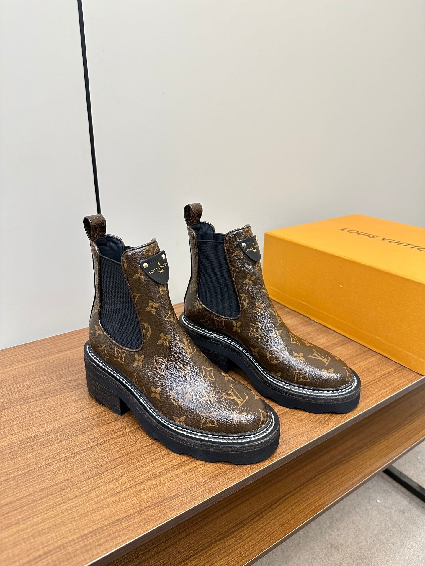 LV Beaubourg Ankle Boots Dark Brown Monogram Cowhide