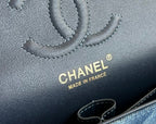 MEDIUM FLAP BAG 25 IN CLASSIC BLUE DENIM GOLD HARDWARE