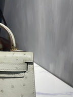 Hermes Kelly 19 Sellier Off White Ostrich Leather Bag GHW (need 25 day to produce) 270336