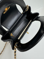 cc 24a nano 19cm kelly shopper bag black lambskin