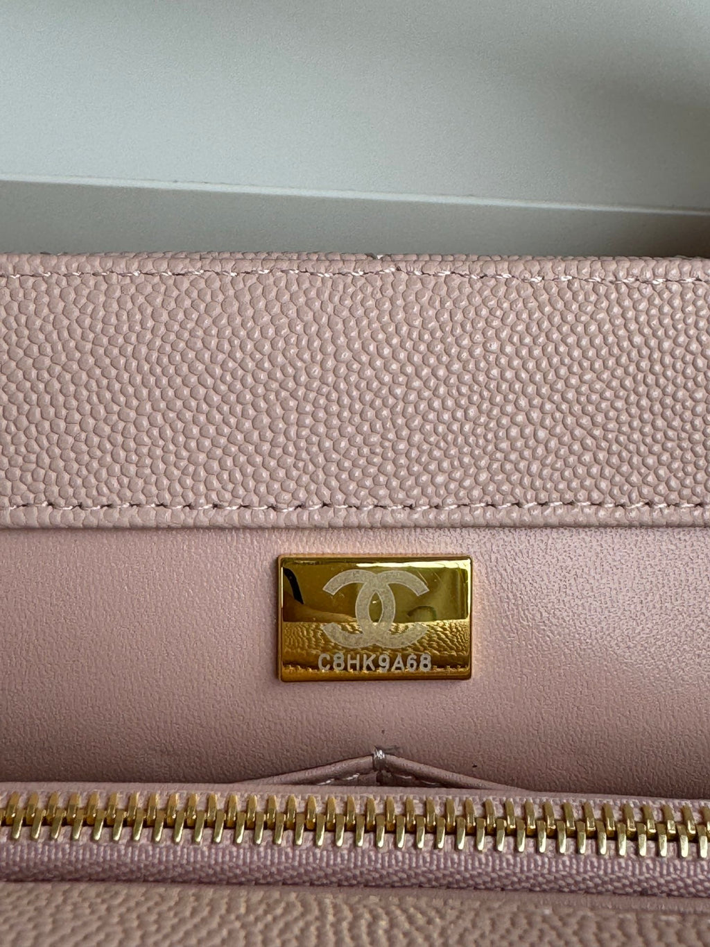 coco handle medium 29cm pink beige quilted caviar leather gold hardware