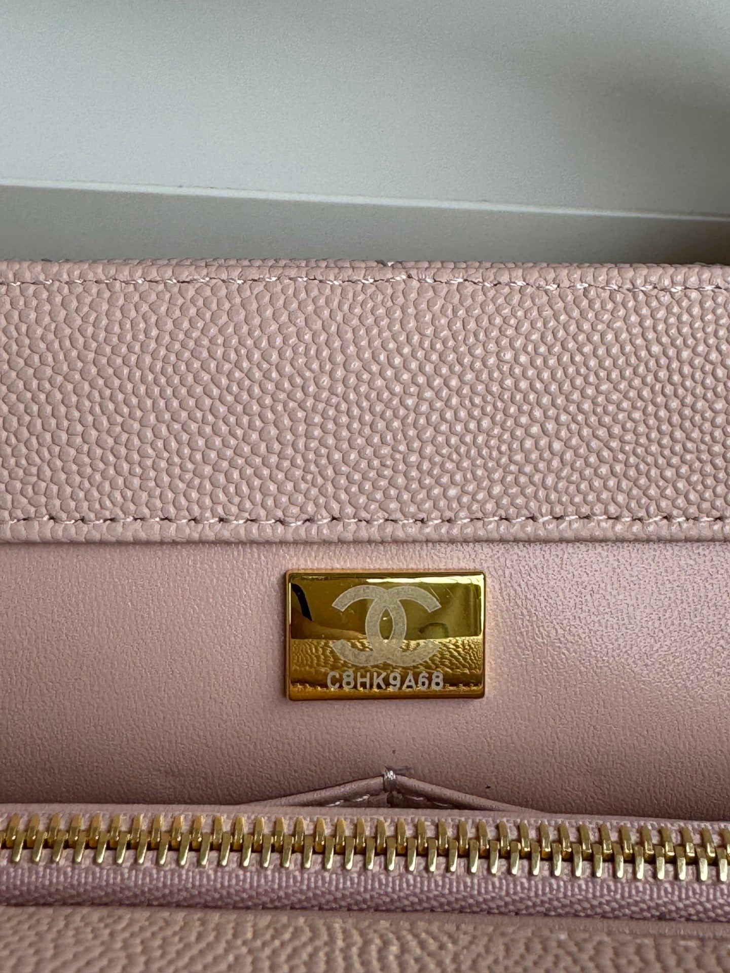 coco handle medium 29cm pink beige quilted caviar leather gold hardware
