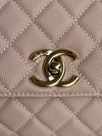 coco handle medium 29cm pink beige quilted caviar leather gold hardware