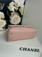 coco handle medium 29cm pink beige quilted caviar leather gold hardware