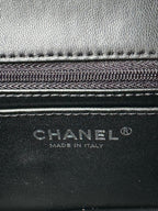 24c mini flap bag 20cm with top handle black calfskin silver hardware